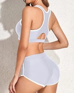 Women Sporty Racerback Crop Top Shorts Bathing Suits-Light Gray -Bikini Beach Shop 41ptc6PpntL 3f1f1b4b d421 46b3 a2e6 100675e7b566