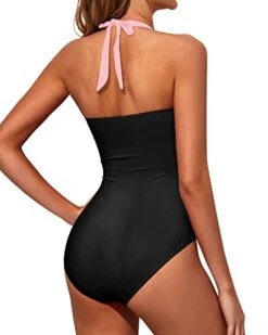 Women Tummy Control One Piece Swimsuits Halter Vintage Swimwear -Bikini Beach Shop 41q xVEbXTL