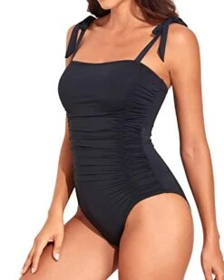 Women Tummy Control One Piece Swimsuits Halter Vintage Swimwear-Black -Bikini Beach Shop 41qqV1 89bL