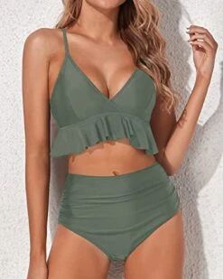 Feminine Ruffle Flounce Bikini Set Deep V Neck-Army Green -Bikini Beach Shop 41rmDhvvalL 26f3a51f b727 4f1f bb30 1a25ca48c8c7