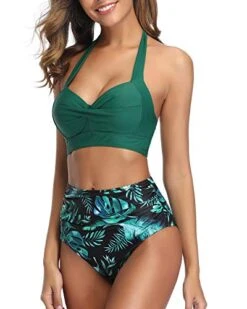 Push Up Bra Adjustable Straps Vintage High Waisted Bikini-Tropical Leaf -Bikini Beach Shop 41t99maowDL ed98859c 6f04 4308 8210 90d021fb990a