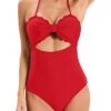 Women's Full Coverage Ruched High Waist Bikini Bottoms-Red