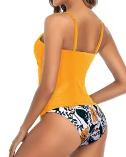 Confidence-Boosting High Neck 2 Piece Tankini Swimsuits For Women-Yellow Floral -Bikini Beach Shop 41tWEn5csTS 4fdda445 405d 43df 9c0b 8d074ff91f7a