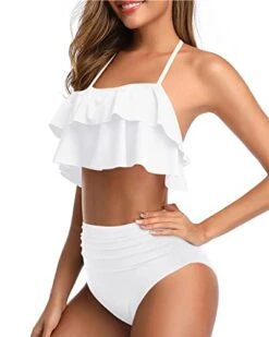 Women Two Piece Swimsuits High Waisted Bikini Ruffle Halter Bathing Suits -Bikini Beach Shop 41u5jR8yHOL