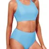 Women's Bathing Suit Bottom Tummy Control Bikini-Blue