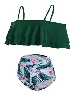 Removable Padded Push Up Two Piece High Waisted Bikini Set-Green Tropical Floral -Bikini Beach Shop 41uqgoDWisL 71b6bd43 ac56 47e5 a770 dbb6b513a740