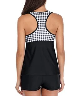 Racerback Tankini Swimsuit Removable Padded Push Up Bras And Boyshort-Black Plaid -Bikini Beach Shop 41uxraq1zWL 0f45b995 59ea 4761 a838 5025c8ed3a2f