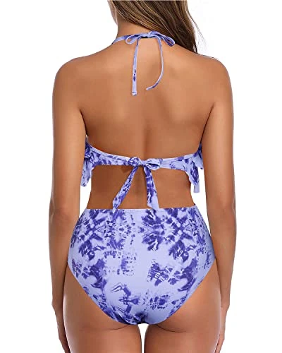 Flattering Two Piece Swimsuit For Summer Vacation-Blue Tie Dye 2 Flattering Two Piece Swimsuit For Summer Vacation-Blue Tie Dye - Image 2