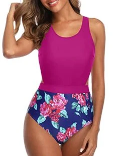 Sexy Monokini For Women Tummy Control Cutout Monokini-Pink Floral -Bikini Beach Shop 41vTsbG0oWL