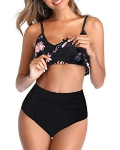 Comfortable Full Tummy Control High Waisted Bikini-Black Orange Floral -Bikini Beach Shop 41vaficY5TL c7a36a36 21aa 4011 8cb7 2993a89a3a41