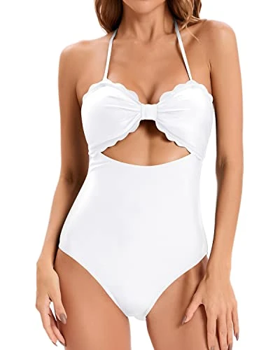 Women's Tummy Control High Waisted Ruched Swim Shorts Bottom-White 4 Women's Tummy Control High Waisted Ruched Swim Shorts Bottom-White - Image 4