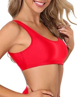Sexy Crop Top Sports Bra Bathing Suit For Teen Girls And Women-Neon Red -Bikini Beach Shop 41vfD0IuZZL 60313ea1 76d5 4ce2 a378 07c9abddf664
