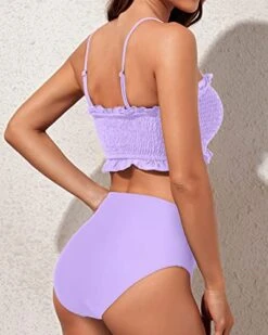 Tummy Control High Cut Bikini Bottom And Ruffled Bikini-Light Purple -Bikini Beach Shop 41vgrxCQxXL