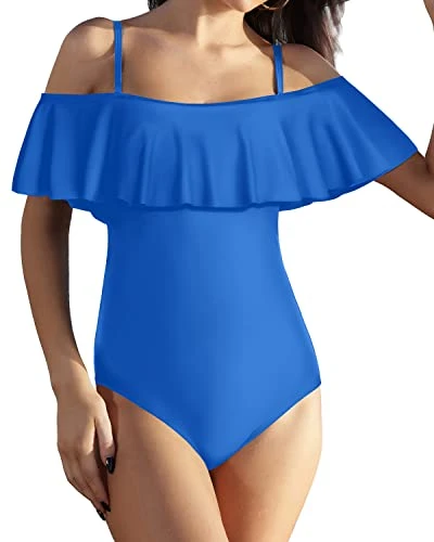 Tropical Long Torso Ruffled One Piece Swimwear-Light Blue 1 Tropical Long Torso Ruffled One Piece Swimwear-Light Blue