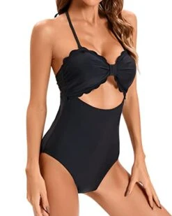 High Waist Ruched Tummy Control Bikini Bottoms For Women-Black -Bikini Beach Shop 41w0BfQ18vL