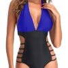 Plunge V Neck One Piece Swimsuits For Women High Leg Cutout Swimwear
