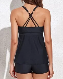 2 Piece Tummy Control Tankini Boyshorts Swimsuit-Black -Bikini Beach Shop 41xbkMndzJL