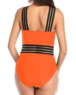 Stylish Stripe Bands One Piece Tummy Control Bathing Suit-Neon Orange -Bikini Beach Shop 41xxxHmrJtL 2534222b ef32 4245 b899 c2f45b7a5338