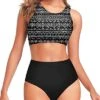 Sporty Swimsuits For Teen Girls High Waisted Two Piece Bikini Set