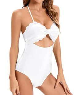 Women's Tummy Control High Waisted Ruched Swim Shorts Bottom-White 6 Women's Tummy Control High Waisted Ruched Swim Shorts Bottom-White -Bikini Beach Shop 41z4gJo9AwL