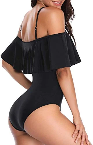 Adjustable Strap Off Shoulder Swimsuit Padded Bra For Women-Black 4 Adjustable Strap Off Shoulder Swimsuit Padded Bra For Women-Black - Image 4