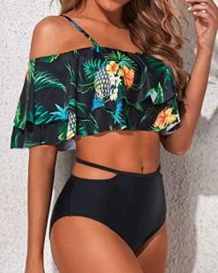 Cute Two Piece Swimsuit For Women High Waisted Ruched Bottoms-Black Pineapple -Bikini Beach Shop 51 YXna63XL af3c931e 3ac9 41ca 9cb2 01b60c1466e7