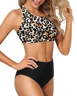 Charming Racerback Sporty High Waisted Bikini Set-Black And Leopard -Bikini Beach Shop 512nzGqAWDL dba5dd96 c66a 4934 88d1 19947877cd4f