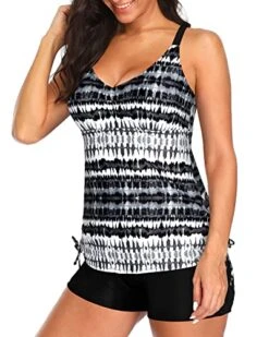 Tummy Control 2 Piece Tankini Drawstring Tie Top-Black And White Tribal -Bikini Beach Shop 5139ifLLN9L f4ad7854 8913 44d8 b327 d375ce6fdfec