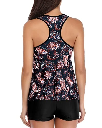 Two Piece Swimsuit Racerback Top & Padded Bras For Tummy Slimming-Black Tribal 3 Two Piece Swimsuit Racerback Top & Padded Bras For Tummy Slimming-Black Tribal - Image 3