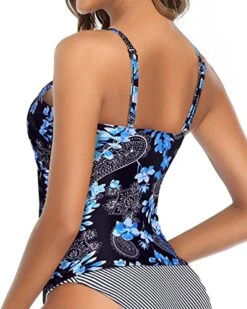 Adjustable Neck Tunnel And Straps Tankini Top For Women-Blue Floral -Bikini Beach Shop 517NJWSaPWL 721c86f6 5bbc 4f3f 8c6f f64798eb709f