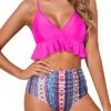 Ruffle Flounce High Waisted Bikini Set For Women Two Piece Bathing Suit