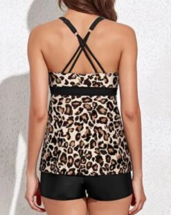 Flattering Tummy Control Tankini Boyshorts Swimsuit-Black And Leopard 6 Flattering Tummy Control Tankini Boyshorts Swimsuit-Black And Leopard -Bikini Beach Shop 519WGTmo9BL