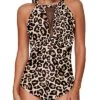 Alluring Mesh Push-Up One Piece Swimsuit For Women-Leopard