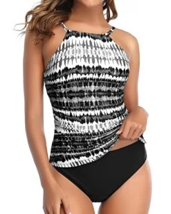 Versatile High Neck Two Piece Tankini Swimsuit-Black And White Tribal 7 Versatile High Neck Two Piece Tankini Swimsuit-Black And White Tribal -Bikini Beach Shop 51AEDamy 7L 50efa096 d222 4205 a065 2b73532a7e6e