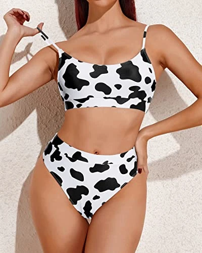 Stylish High Waisted Swimsuits Sporty Scoop Neck Bikini Set For Women 4 Stylish High Waisted Swimsuits Sporty Scoop Neck Bikini Set For Women - Image 4