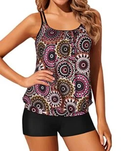 Women Ruched Scoop Neck Design Blouson Tankini Swimsuits-Brown Print -Bikini Beach Shop 51BmgXpHRwL 05d224cd 1a54 444f 89ec e018b4ee6a7e