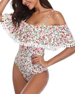 Tropical Long Torso One Piece Swimsuit Off Shoulder Women's Swimwear-White Floral -Bikini Beach Shop 51CHAWgjiPL 72b32865 9734 447d 9c7b 369f374d08d0