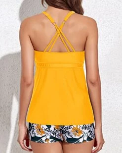 Sporty Flowy Tankini Bathing Suits Boy Shorts For Women-Yellow Floral 6 Sporty Flowy Tankini Bathing Suits Boy Shorts For Women-Yellow Floral -Bikini Beach Shop 51CUxlhqPdL