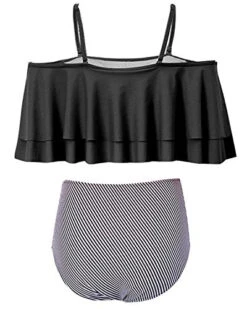 Flattering Two Piece Swimsuit For Women High Waisted Bikini Bottoms-Black Stripe -Bikini Beach Shop 51DXxFOWCKL 59bc1e2c 2e13 4e9c bc17 f10b927e468b