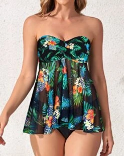 Flyaway Halter Bandeau Tankini For Women Mid Rise Bottoms-Black Pineapple 6 Flyaway Halter Bandeau Tankini For Women Mid Rise Bottoms-Black Pineapple -Bikini Beach Shop 51GByo5PcXL b7d21fe7 1156 4031 9a46 57ec69f59717