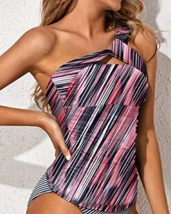 Flattering One Shoulder Swim Top Padded Bra Tankini Top-Pink Stripe 6 Flattering One Shoulder Swim Top Padded Bra Tankini Top-Pink Stripe -Bikini Beach Shop 51GYxlsg4AL 666a7e71 1cf0 4f90 a304 6ca9aa763f33