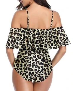 Modest Coverage Push Up Bras 1 Piece Swimsuits For Women-Leopard -Bikini Beach Shop 51HDshZa6BL