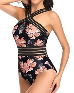 Women Sexy Crisscross One Piece Front Crossover Swimwear-Black Orange Floral -Bikini Beach Shop 51J7RLcCAHL b23a3772 bf9f 49d3 a107 382acc0415d1