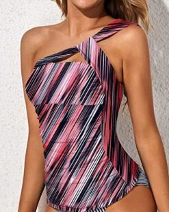 Flattering One Shoulder Swim Top Padded Bra Tankini Top-Pink Stripe 7 Flattering One Shoulder Swim Top Padded Bra Tankini Top-Pink Stripe -Bikini Beach Shop 51Ksfy3ThHL 3ae33cff 670f 4483 a11c ee321562034b