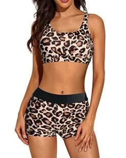 Tummy Control Athletic Tankini Set Boy Shorts For Women-Black And Leopard -Bikini Beach Shop 51MT u4cSSL ecfbe6a9 14b1 44de aab0 e63596ee7cf7