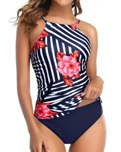 Modest Full Coverage Two Piece Tankini Swimsuit-Blue Floral -Bikini Beach Shop 51PIL7lbhJL 6144971e a7fa 4f9e a891 aeef97991df5