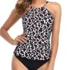 Versatile Full Coverage 2 Piece Tankini Swimsuits For Women-Leopard