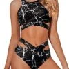 Trendy Cutout Bikini Set Criss Cross Bandage Swimsuit For Women