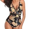Women Halter Plunge V Neck One Piece Swimsuits Sexy MeshMonokini