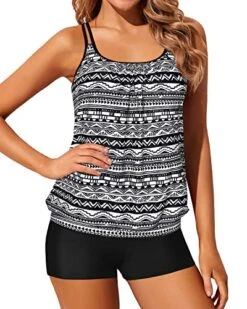 2 Piece Women Loose Blouson Tankini Tops Bathing Suits-Black Tribal -Bikini Beach Shop 51TFya ICWL 7b285856 6e3c 47e4 8e73 9e3ae1494c28
